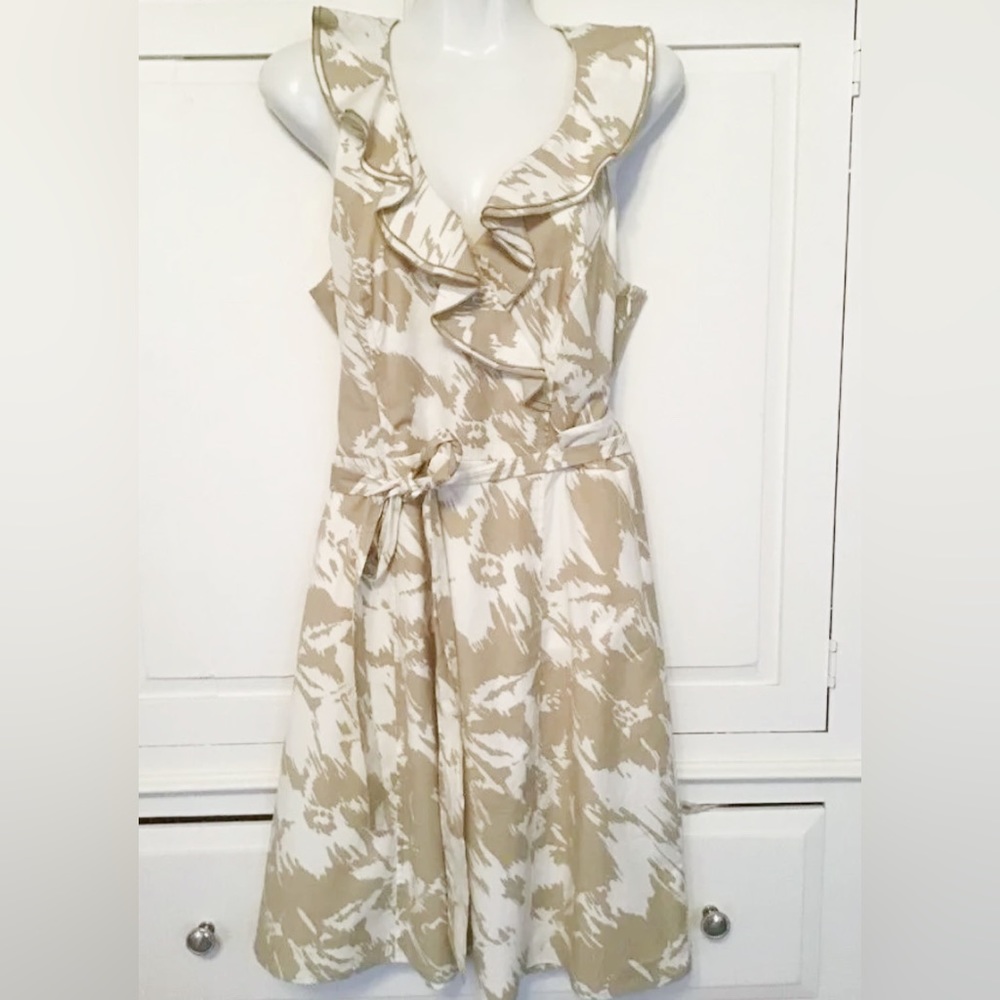 New Ann Taylor Sleeveless Dress Ruffle Neckline Tie Front Size4